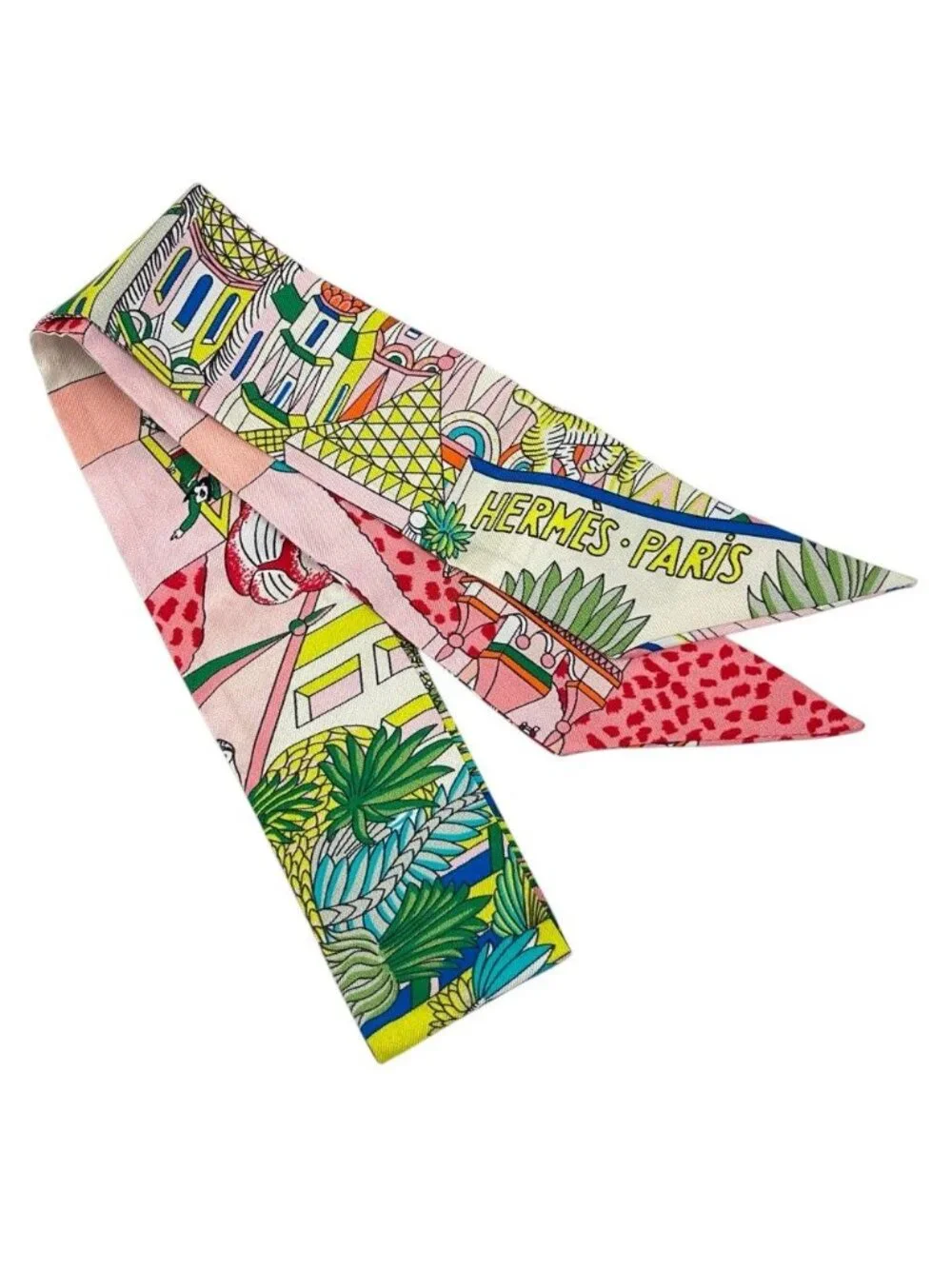 Hermes Animapolis Twilly Ribbon Scarf Multicolor